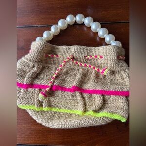 Soraya Hennessy Handmade In Venezuela Tan Mini Bolero Bag With Pearl Strap